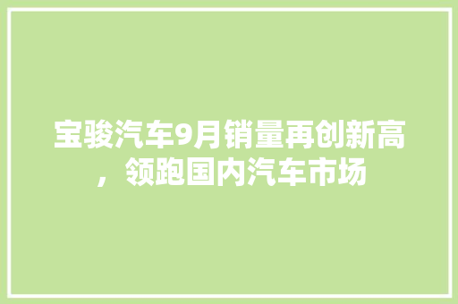 宝骏汽车9月销量再创新高，领跑国内汽车市场