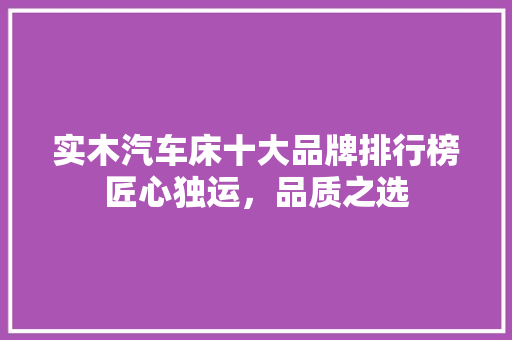 实木汽车床十大品牌排行榜匠心独运，品质之选