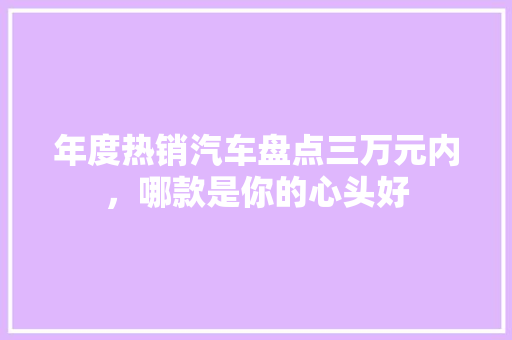 年度热销汽车盘点三万元内，哪款是你的心头好  第1张