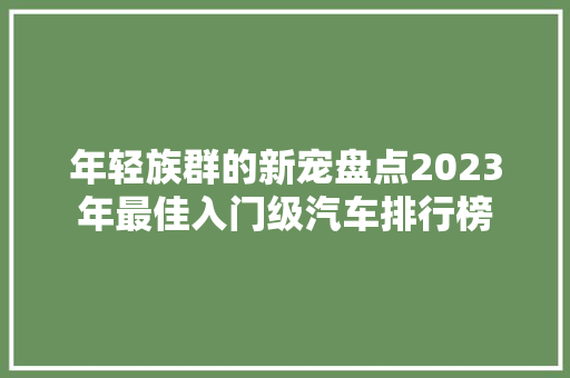年轻族群的新宠盘点2023年最佳入门级汽车排行榜