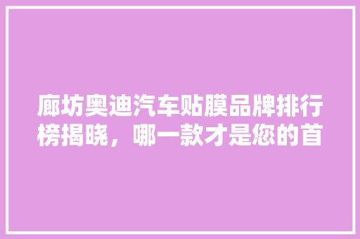 廊坊奥迪汽车贴膜品牌排行榜揭晓，哪一款才是您的首选