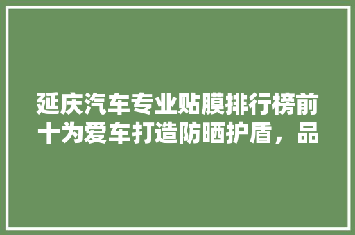 延庆汽车专业贴膜排行榜前十为爱车打造防晒护盾，品质生活由此开启