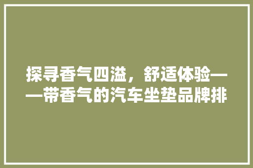 探寻香气四溢，舒适体验——带香气的汽车坐垫品牌排行榜