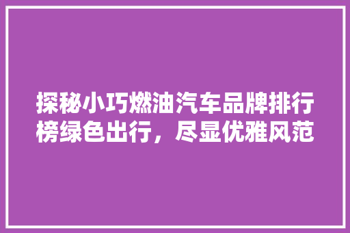 探秘小巧燃油汽车品牌排行榜绿色出行，尽显优雅风范