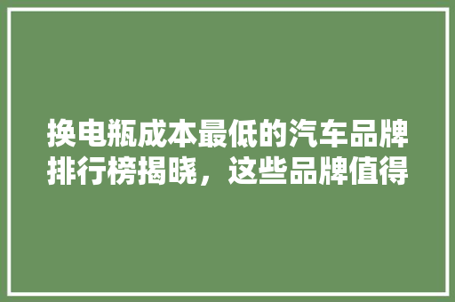 换电瓶成本最低的汽车品牌排行榜揭晓，这些品牌值得您关注！
