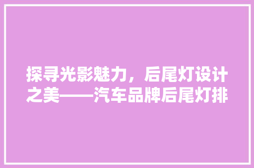 探寻光影魅力，后尾灯设计之美——汽车品牌后尾灯排行榜