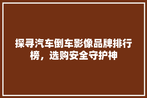 探寻汽车倒车影像品牌排行榜，选购安全守护神