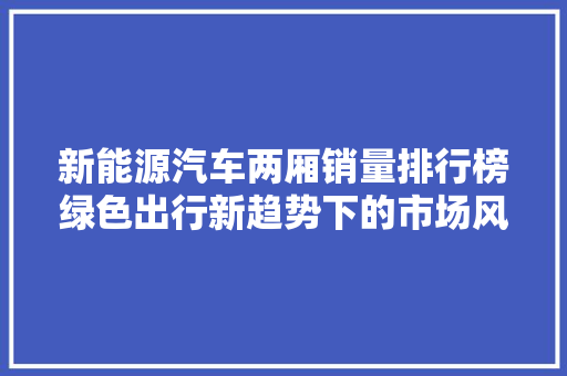 新能源汽车两厢销量排行榜绿色出行新趋势下的市场风云