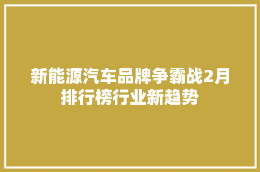 新能源汽车品牌争霸战2月排行榜行业新趋势