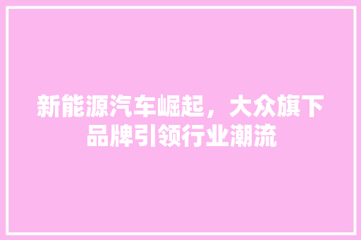 新能源汽车崛起，大众旗下品牌引领行业潮流