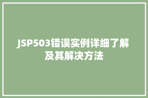 JSP503错误实例详细了解及其解决方法