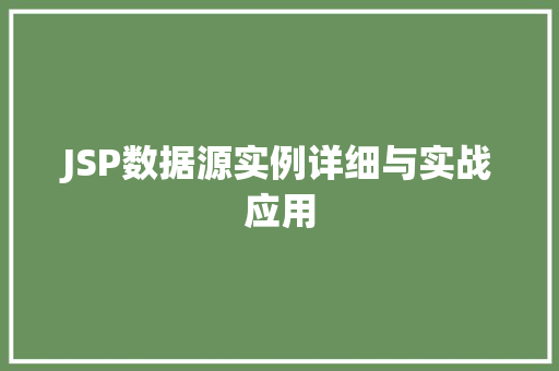 JSP数据源实例详细与实战应用 第1张 JSP数据源实例详细与实战应用 第1张