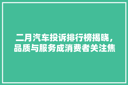 二月汽车投诉排行榜揭晓，品质与服务成消费者关注焦点
