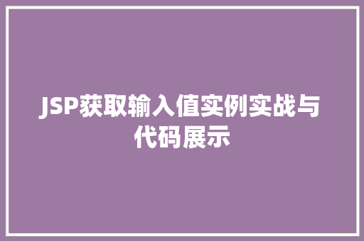 JSP获取输入值实例实战与代码展示 第1张 JSP获取输入值实例实战与代码展示 第1张