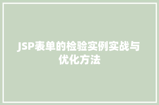 JSP表单的检验实例实战与优化方法