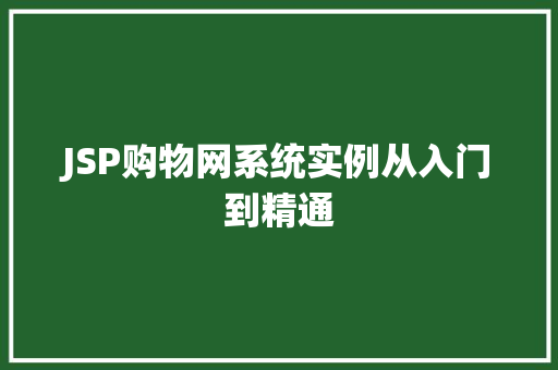 JSP购物网系统实例从入门到精通  第2张