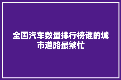 全国汽车数量排行榜谁的城市道路最繁忙