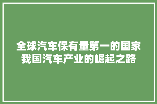 全球汽车保有量第一的国家我国汽车产业的崛起之路