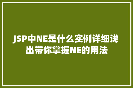 JSP中NE是什么实例详细浅出带你掌握NE的用法 第1张 JSP中NE是什么实例详细浅出带你掌握NE的用法 第1张