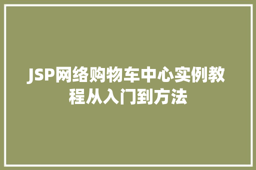 JSP网络购物车中心实例教程从入门到方法