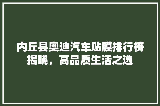 内丘县奥迪汽车贴膜排行榜揭晓，高品质生活之选