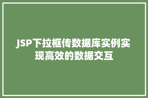 JSP下拉框传数据库实例实现高效的数据交互