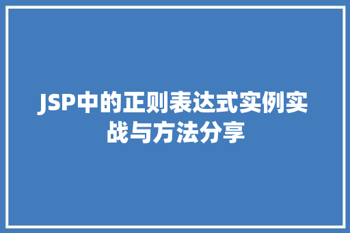 JSP中的正则表达式实例实战与方法分享