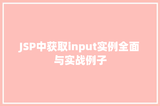 JSP中获取input实例全面与实战例子