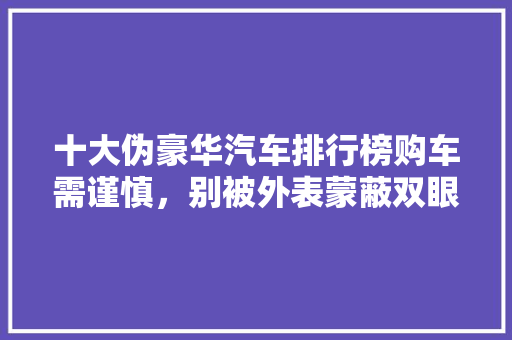 十大伪豪华汽车排行榜购车需谨慎，别被外表蒙蔽双眼
