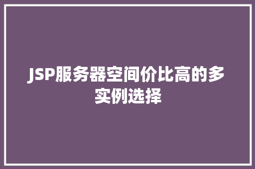 JSP服务器空间价比高的多实例选择