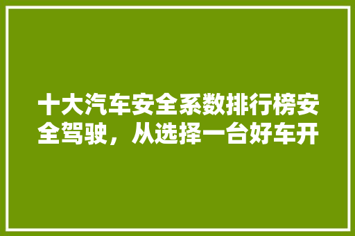 十大汽车安全系数排行榜安全驾驶，从选择一台好车开始