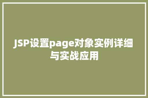 JSP设置page对象实例详细与实战应用