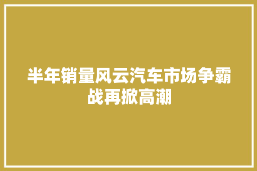半年销量风云汽车市场争霸战再掀高潮