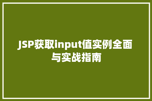 JSP获取input值实例全面与实战指南
