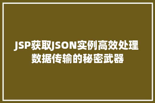 JSP获取JSON实例高效处理数据传输的秘密武器