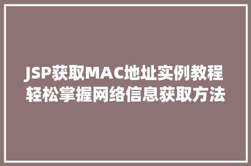 JSP获取MAC地址实例教程轻松掌握网络信息获取方法