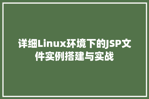 详细Linux环境下的JSP文件实例搭建与实战