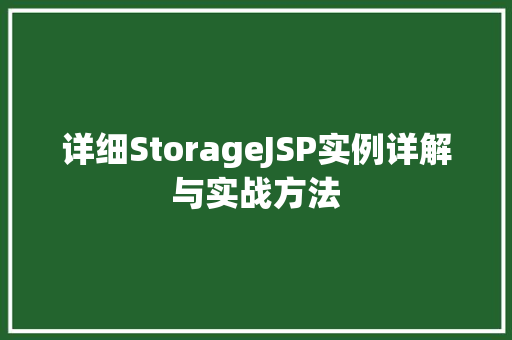 详细StorageJSP实例详解与实战方法