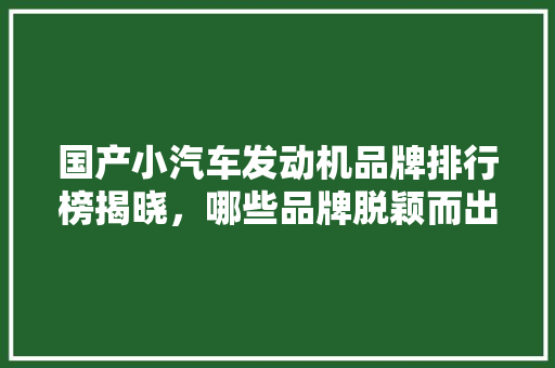 国产小汽车发动机品牌排行榜揭晓，哪些品牌脱颖而出