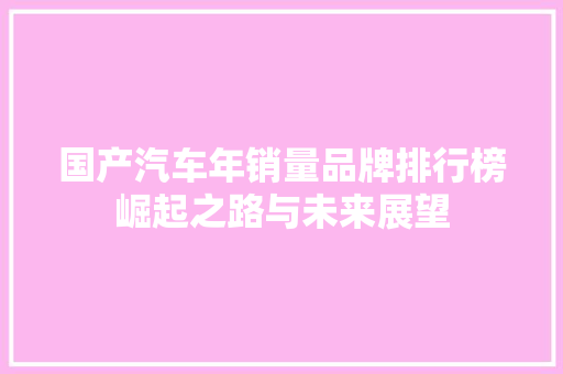 国产汽车年销量品牌排行榜崛起之路与未来展望  第1张