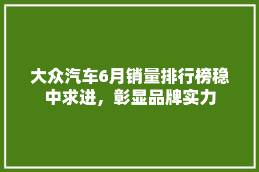 大众汽车6月销量排行榜稳中求进，彰显品牌实力