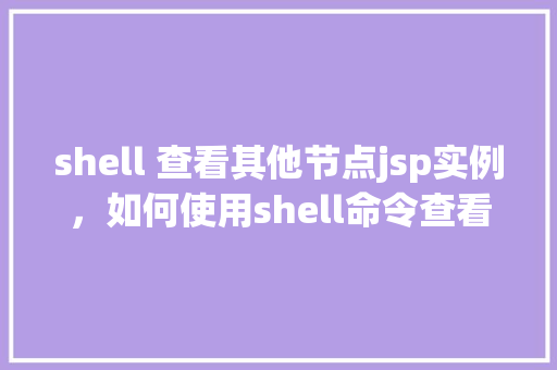shell 查看其他节点jsp实例，如何使用shell命令查看其他节点上的jsp实例  第1张
